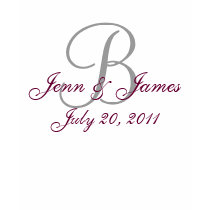 Monogram Wedding Announcement Grey & Wine T-Shirt
