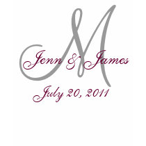 Monogram Wedding Announcement Grey & Wine T-Shirt