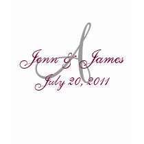 Monogram Wedding Announcement Grey & Wine T-Shirt