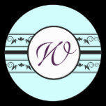 Monogram Wedding Aqua Blue Borders