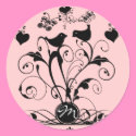 Monogram Wedding Birds Hearts Swirls stickers