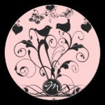 Monogram Wedding Birds Hearts Swirls