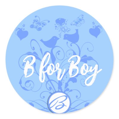 Monogram Wedding Birds Hearts Swirls Tiffany Blue Round Stickers by samack