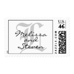 Monogram Wedding Black and White Postage Stamp