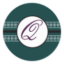 Monogram Wedding Borders Deep Teal stickers