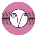 Monogram Wedding Borders Plum stickers