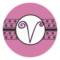 Monogram Wedding Borders Plum stickers by samack Monogram Wedding Borders Plum stickers