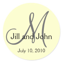 Monogram Wedding Bride Groom Date Cream Sticker