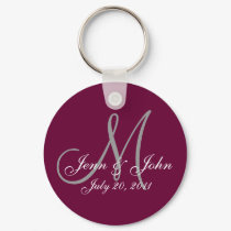 Monogram Wedding Bride Groom Date Wine Key Chain keychains