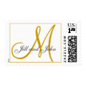 Monogram Wedding Bride Groom Postage Gold Stamp