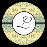 Monogram Wedding Brite Aqua Blue Borders