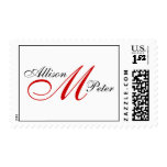 Monogram Wedding Elegant Postage Red Black