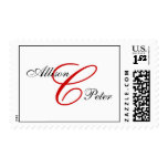 Monogram Wedding Elegant Postage Red Black