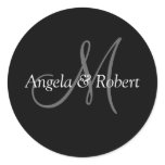 Monogram Wedding Envelope Seals Round Sticker