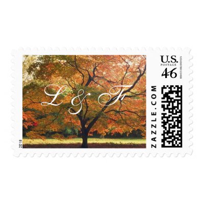 Monogram Wedding Fall Wedding Invitation Stamps