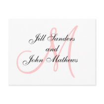 Monogram Wedding Initial Bride & Groom Annoncement postcards