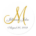 Monogram Wedding Initial Bride Groom Gold Seal sticker