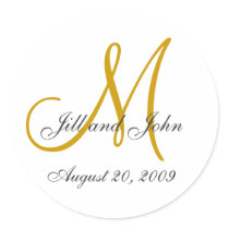 Monogram Wedding Initial Bride Groom Gold Seal stickers by monogramgallery Monogram Wedding Initial Bride Groom Gold Seal stickers