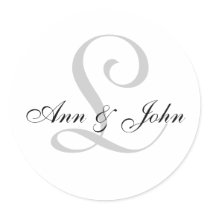 Monogram Wedding Initial Bride Groom Names Sticker