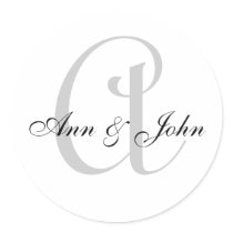 Monogram Wedding Initial Bride Groom Names Sticker