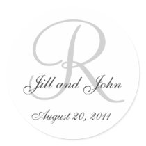 Monogram Wedding Initial Bride Groom Seal Sticker
