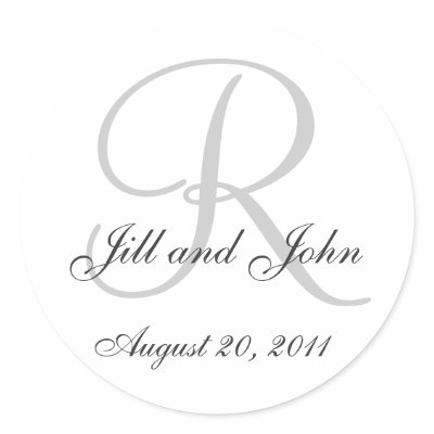 Monogram Wedding Initial Bride Groom Seal Sticker
