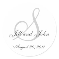 Monogram Wedding Initial Bride Groom Seal Sticker