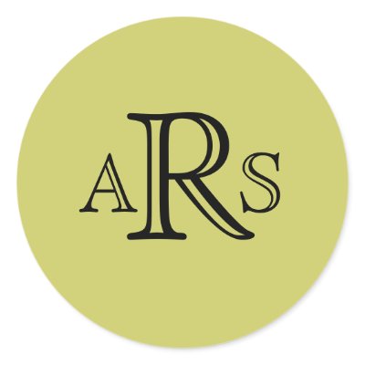 Monogram Wedding Initial Green Sticker