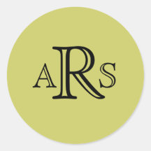 Monogram Wedding Initial Green Sticker