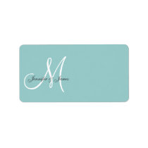 Monogram Wedding Invitation Blue Address Labels