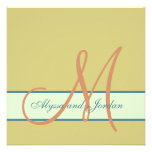 Monogram Wedding Invitation Sea Beach Colors