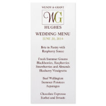 Monogram Wedding Logo Reception Menu Card Custom Rack Card