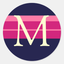 Monogram Wedding Pink Navy Ivory Envelope Sticker