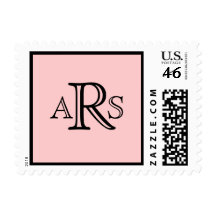 Monogram Wedding Pink Postage Stamp