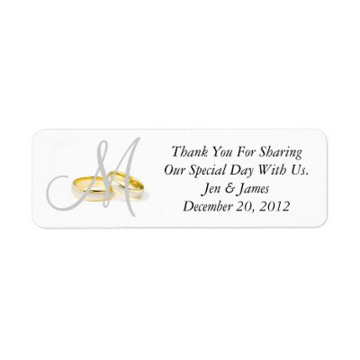 Monogram Wedding Rings Thank You Labels