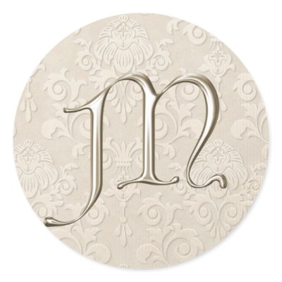 Monogram Wedding Stickers - letter M