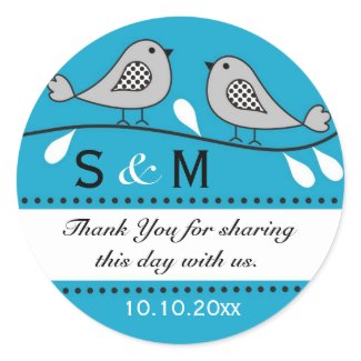 Monogram Wedding Thank You Stickers sticker