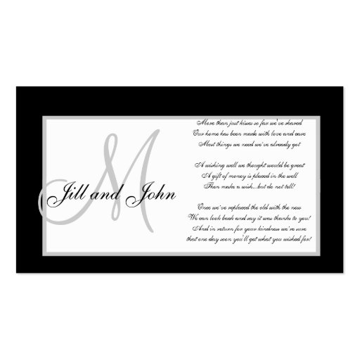 Monogram Wedding Wishing Well Cards Business Card Template (front side)