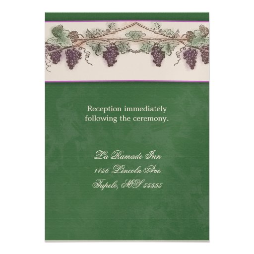 Monogram wine grapes invitation