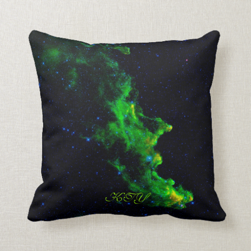 Monogram, Witch Head Nebula deep space image Throw Pillow Monogram, Witch Head Nebula deep space image Throw Pillow