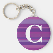Monogram with a Colorful Striped Background - C Key Chain