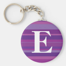 Monogram with a Colorful Striped Background - E Key Chain