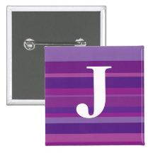 Monogram with a Colorful Striped Background - J Pinback Button