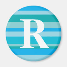 Monogram with a Colorful Striped Background - R Magnet