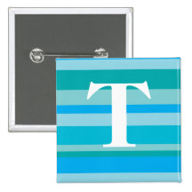 Monogram with a Colorful Striped Background - T Pinback Buttons