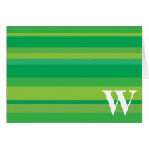 Monogram with a Colorful Striped Background - W Card