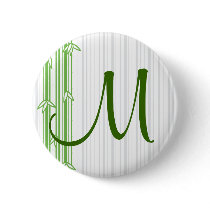 Monogram with Bamboo Background - Letter M Pinback Button