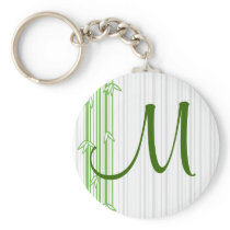 Monogram with Bamboo Background - Letter M Keychains