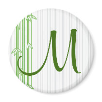 Monogram with Bamboo Background - Letter M Fridge Magnet