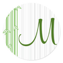 Monogram with Bamboo Background - Letter M Sticker